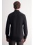 Siyah Düğmeli Yaka Örme Uzun Kol Performans Ürün Slim Fit Esnek Gömlek 1004255270 4