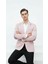 Açık Pembe Erkek Italyan Kesim Blazer Ceket – Kol Yamali, Slim Fit, Şık ve Modern Tasarım 3