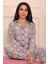 Kadın Fiyonk Desenli Önü Düğmeli Uzun Kol Altı Uzun Süet Pijama Takımı 1