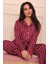 Kadın Dikey Çizgi Desenli Önü Düğmeli Uzun Kol Altı Uzun Milan Kumaş Pijama Takımı 3
