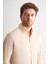 Bej Düğmeli Yaka Örme Uzun Kol Performans Ürün Slim Fit Esnek Gömlek 1004255270 4