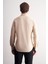 Bej Düğmeli Yaka Örme Uzun Kol Performans Ürün Slim Fit Esnek Gömlek 1004255270 5