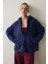 İndigo Termal Etkili Oversize (Bol Kesim) Polar Ceket 9
