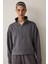 Gri Modal Dik Fermuar Yaka Sweatshirt 8