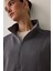 Gri Modal Dik Fermuar Yaka Sweatshirt 10