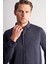 Koyu Lacivert Smart Düğmeli Yaka Uzun Kol Cepsiz Slim Fit Casual Gömlek 1004255171 4