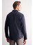 Koyu Lacivert Smart Düğmeli Yaka Uzun Kol Cepsiz Slim Fit Casual Gömlek 1004255171 5