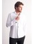 Beyaz Uzun Kol Ata Yaka Düz Pamuklu Slim Fit Gömlek 1004255215 1