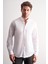Beyaz Düğmeli Yaka Kendinden Desenli Örme Uzun Kol Performans Ürün Slim Fit %100 Pamuk Gömlek 1004255272 1