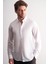 Beyaz Düğmeli Yaka Kendinden Desenli Örme Uzun Kol Performans Ürün Slim Fit %100 Pamuk Gömlek 1004255272 2