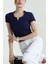 Kadın V Gold Tokalı Lacivert Kısa Kol T-Shırt 3