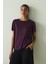 Mor Bisiklet Yaka Kısa Kollu Modal Tişört 16