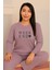 Kadın Week End Işlemeli ve Fitilli Bisiklet Yaka Uzun Kol Altı Uzun Pamuklu Pijama Takımı 1
