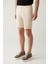 Erkek Bej Beli Lastikli Yumuşak Tuşeli Aspendos Relaxed Fit Şort A41Y3735 11