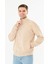 Erkek Tam Fermuarlı Pamuklu Eşofman Üstü Bej 9507-B 4