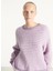 Yuvarlak Yaka Standart Çizgili Lila Kazak Kadın NEN18CH25VRBR 2