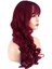 Dalgalı Perçemli Uzun Fiber Sentetik Peruk - Kızıl 3