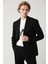Erkek Siyah Mono Yaka Astarlı Yırtmaçlı Jersey Kumaş Slim Fit Blazer Ceket B004000 10