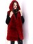 Mdb Kapşonlu Peluş Kürk Yelek Premium Kalite, Tam Astarlı, Uzun Odel Kırmızı 1