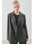 Kruvaze Ekose Blazer Ceket Gri 3