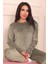 Kadın Sloganlı Uzun Kollu Paçası Manşetli Kadife Pijama Takımı 2
