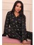 Kadın Kalp Desenli Önü Düğmeli Milan Kumaş Pijama Takımı 3