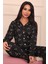Kadın Kalp Desenli Önü Düğmeli Milan Kumaş Pijama Takımı 4
