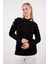 Kadın Siyah Omuzları Kesik Detaylı Reglan Kollu Simli Triko Kazak 2