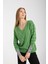 Kadın Kireç Yeşili Simli V Yaka Ince Bluz 4