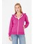 Kadın Tam Fermuarlı Kapüşonlu Pamuklu Eşofman Üstü Fuşya 9508-F 1