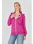 Kadın Tam Fermuarlı Kapüşonlu Pamuklu Eşofman Üstü Fuşya 9508-F 2