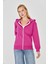 Kadın Tam Fermuarlı Kapüşonlu Pamuklu Eşofman Üstü Fuşya 9508-F 3
