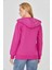 Kadın Tam Fermuarlı Kapüşonlu Pamuklu Eşofman Üstü Fuşya 9508-F 5