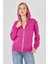 Kadın Tam Fermuarlı Kapüşonlu Pamuklu Eşofman Üstü Fuşya 9508-F 7