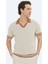Bej Polo Yaka Desenli Triko 1