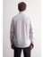 Beyaz - Gri Yarım Italyan Yaka Çizgili Desen Uzun Kol Premium Slim Fit %100 Pamuk Gömlek 1004255191 5