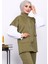 Haki Fermuarlı Cepli Yelek Pantolonlu Scuba Takım 3