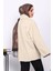 Bej Çift Cepli Düğmeli Kaşe Kaban 4