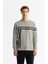 Erkek Gri Bisiklet Yaka Pamuklu Baskılı Elastan Regular Fit Sweatshirt A42Y1284 6