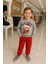 Mojo Unisex Çocuk 1-3 Yaş Noel Baba Desenli Eşofman Takımı Gri 1