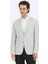 Gri Desenli Modern Fit Keten Karışımlı Ceket 5