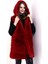 Kadın Kapşonlu Peluş Kürk Yelek Premium Kalite, Tam Astarlı, Uzun Model - Kırmızı 1