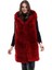 Kadın Kapşonlu Peluş Kürk Yelek Premium Kalite, Tam Astarlı, Uzun Model - Kırmızı 4
