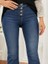 Kadın Yüksek Bel Önden Düğmeli Cep Detay Ispanyol Paça Denim Pantolon 2