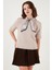 Yün Karışımlı Regular Fit Fularlı Yaka Kısa Kollu Triko Kazak Bayan Kazak 4617023 4