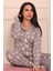 Kadın Mickey Eli ve Kalp Desenli Önü Düğmeli Milan Kumaş Pijama Takımı 3