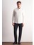 Beyaz Smart Düğmeli Yaka Uzun Kol Cepsiz Slim Fit Casual Gömlek 1004255169 2