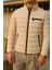 Erkek Kışlık Comfort Trend Günlük Krem Şişme Mont 2