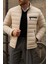 Erkek Kışlık Slim Fit Günlük Krem Şişme Mont 1