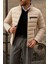Erkek Kışlık Slim Fit Günlük Krem Şişme Mont 2